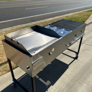 Stainless Steel Outdoor Combo Grill & Griddle Station – Mobile BBQ Cart
