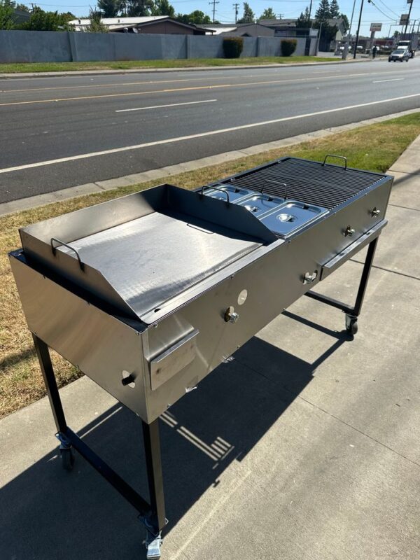 Stainless Steel Outdoor Combo Grill & Griddle Station – Mobile BBQ Cart