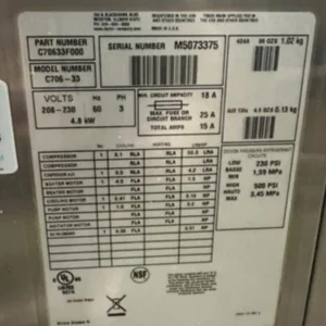 2015 TAYLOR AIR cooled 3 ph C706-33 soft serve