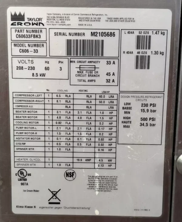 Taylor Crown C606-33 Combination Shake & Soft Serve - Image 11